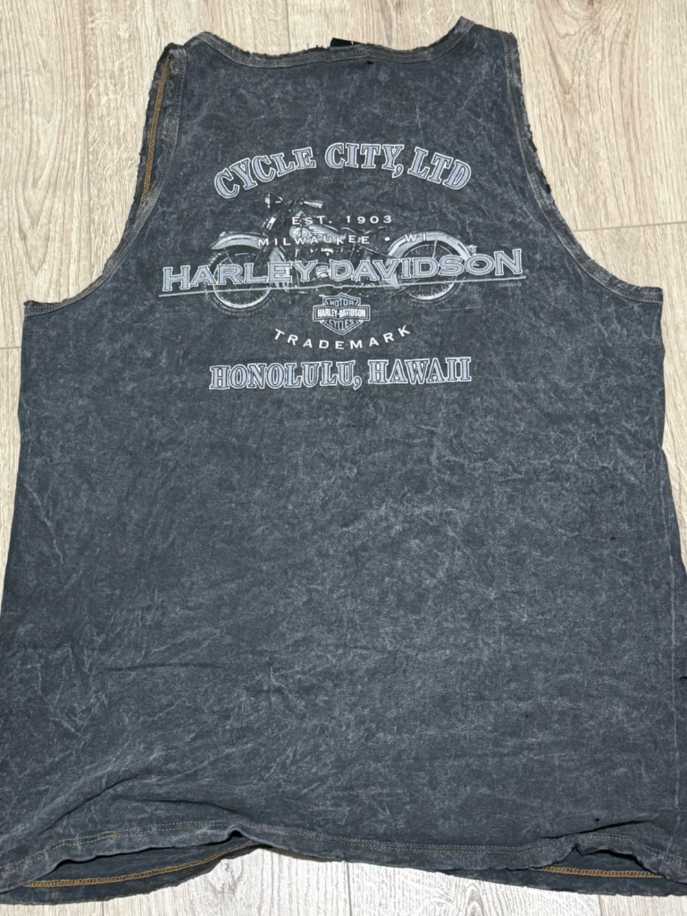 Authentic Harley-Davidson Hawaii Washed Charcoal Gray Graphic Muscle Tank Large - Picture 3 of 10